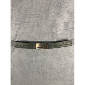 Vtg Diesel Woven Belt 34 in Gray Olive Green Metal Finish "One Way Ticket"